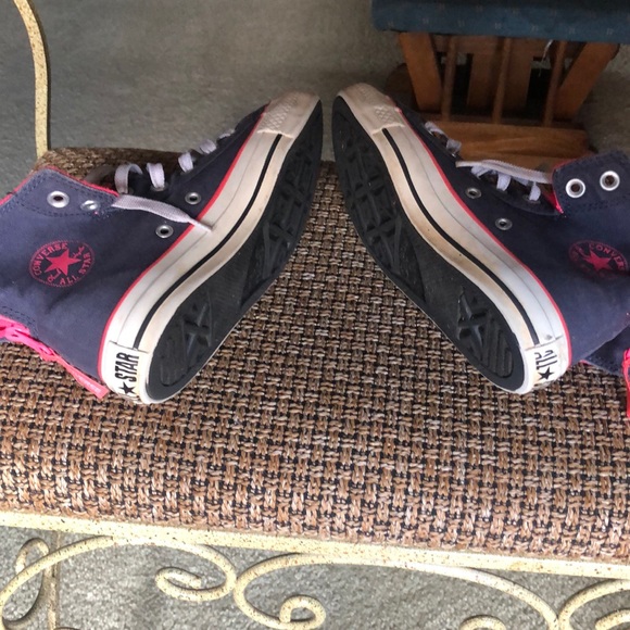 Navy Blue and Hot Pink Converse - Picture 4 of 6